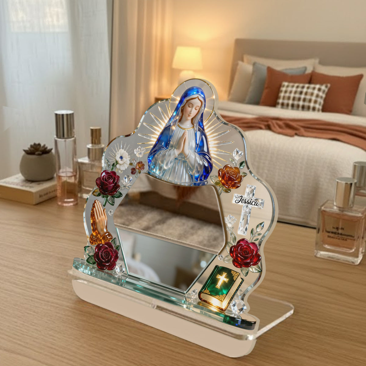 Miroir de bureau chrétien personnalisé Sacré-Cœur