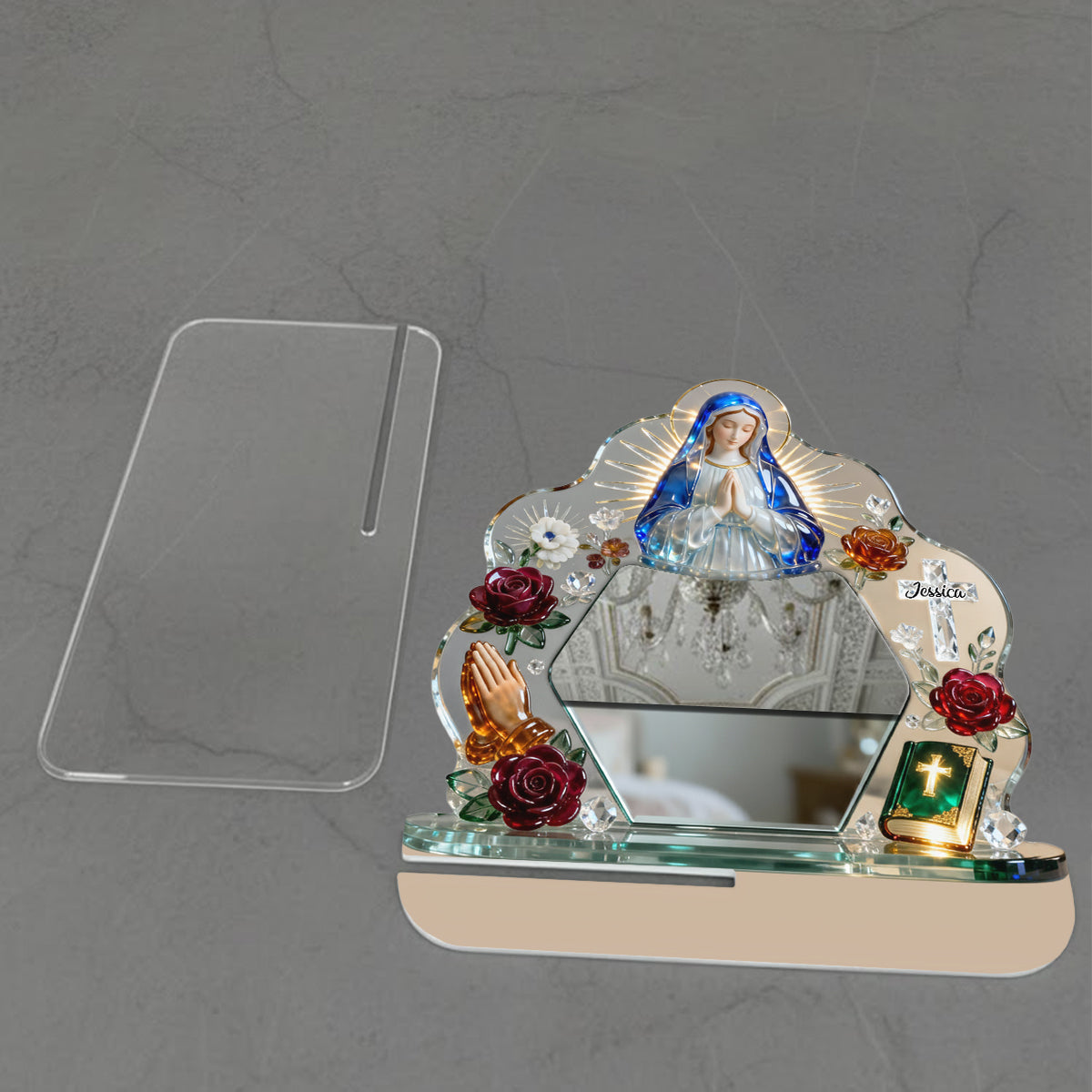 Miroir de bureau chrétien personnalisé Sacré-Cœur