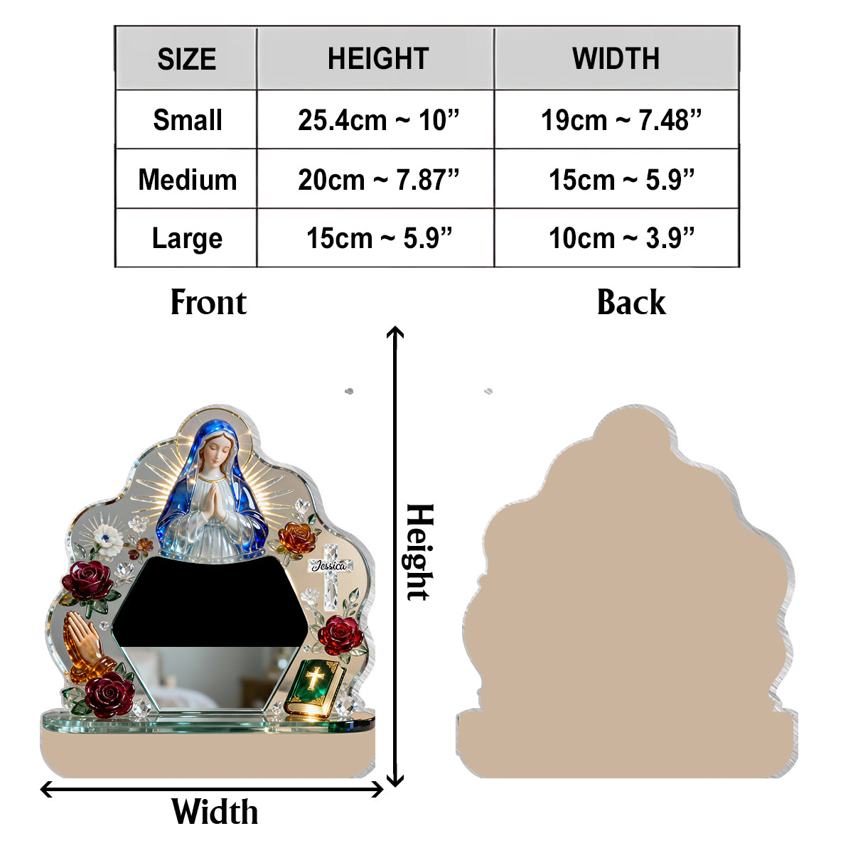 Miroir de bureau chrétien personnalisé Sacré-Cœur