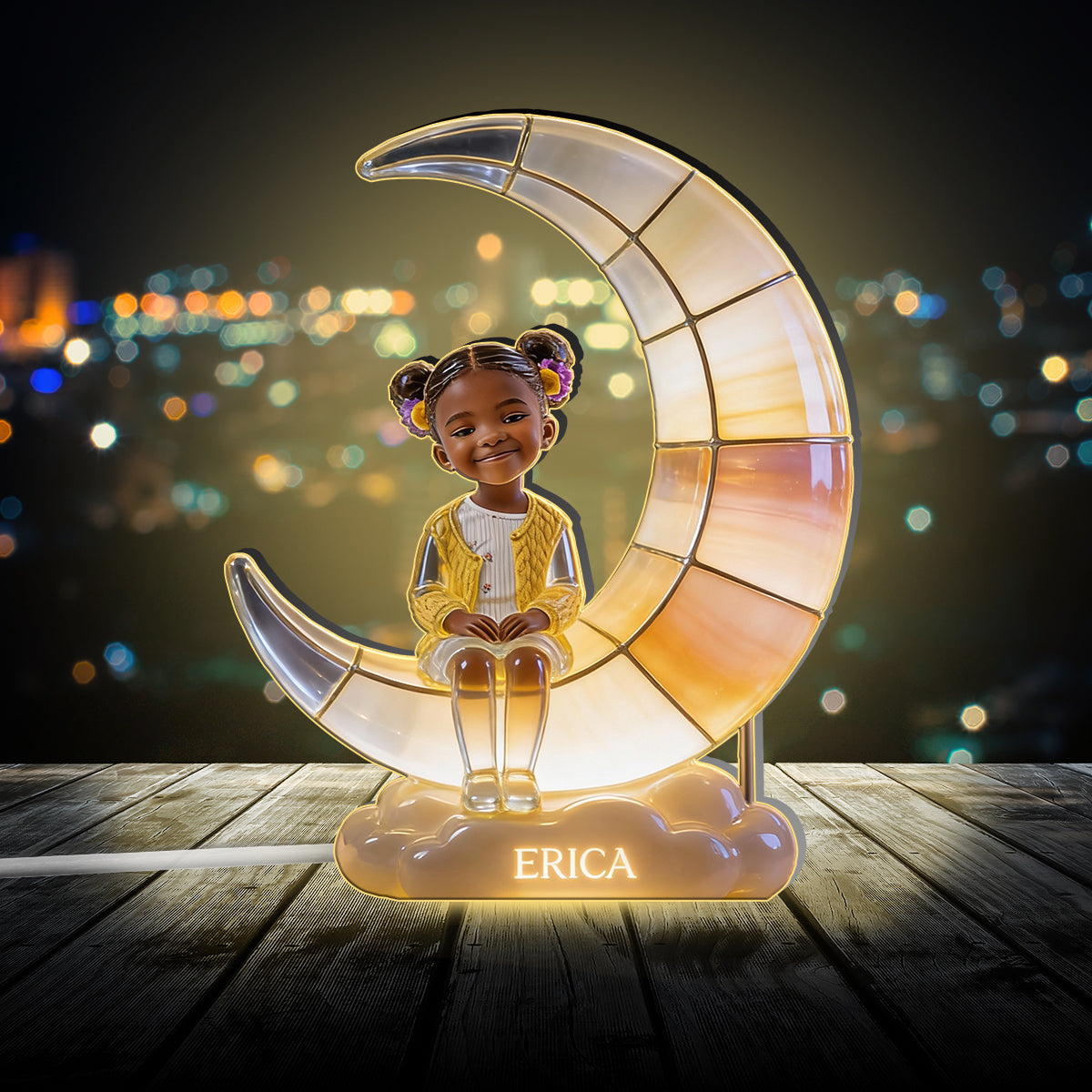 Lampe en forme de croissant de lune - Veilleuse LED personnalisée en acrylique pour enfant