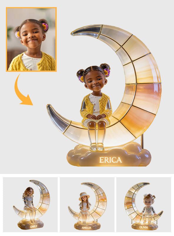 Lampe en forme de croissant de lune - Veilleuse LED personnalisée en acrylique pour enfant