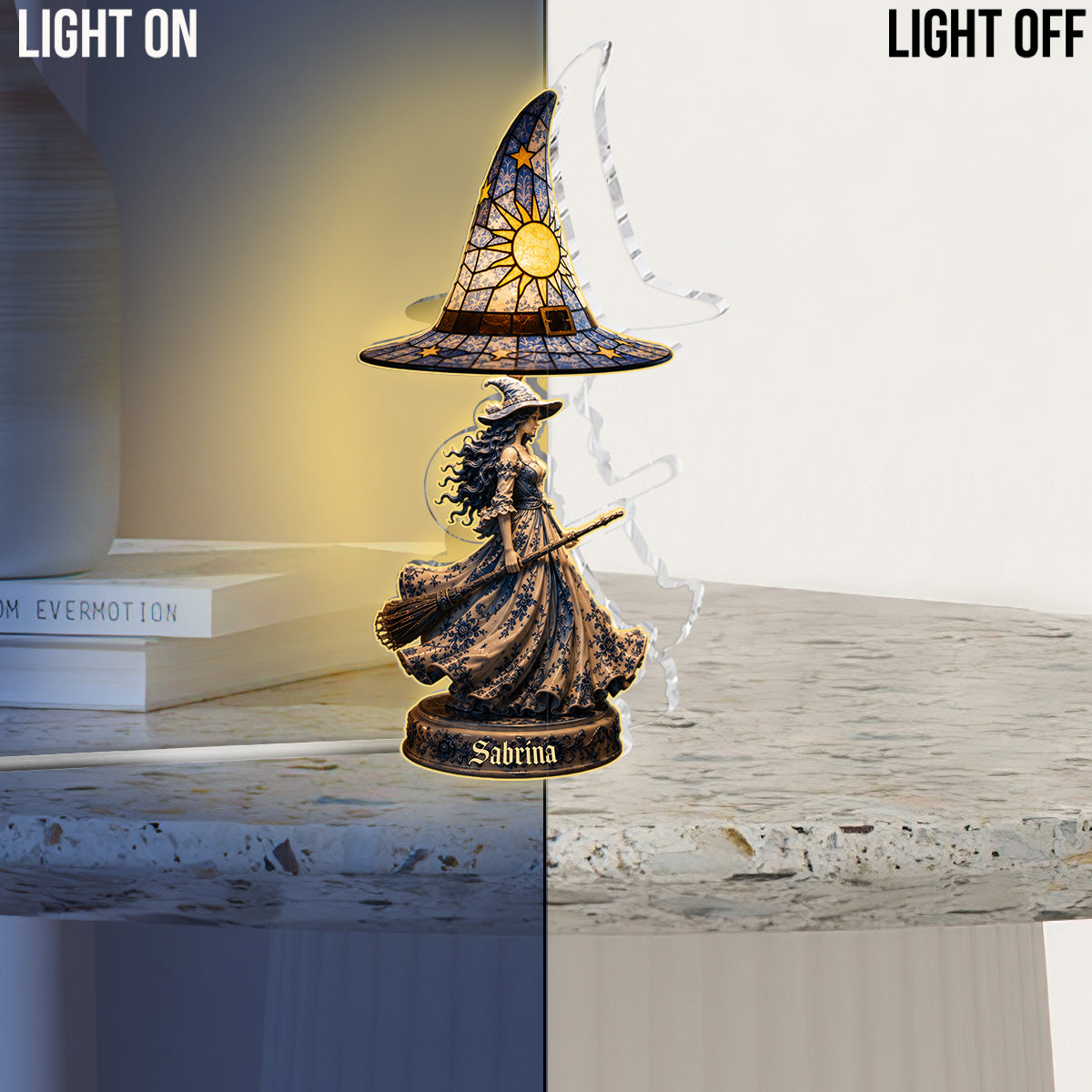 Toile De Jouy Beautiful Witch - Personalized Witch Acrylic LED Night Light