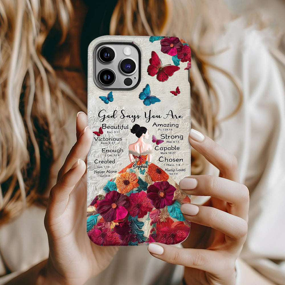 God Says You Are Enough - Personalized Christian Full Print Phone Case