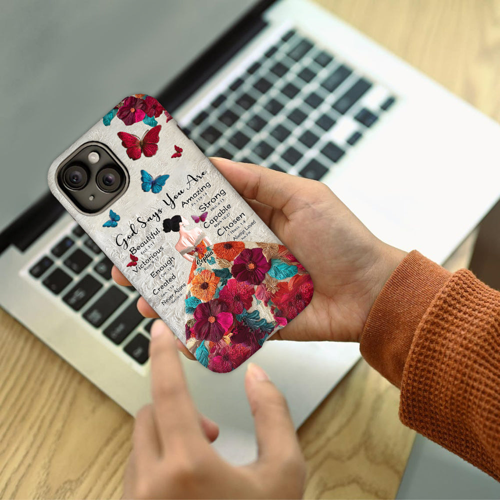 God Says You Are Enough - Personalized Christian Full Print Phone Case