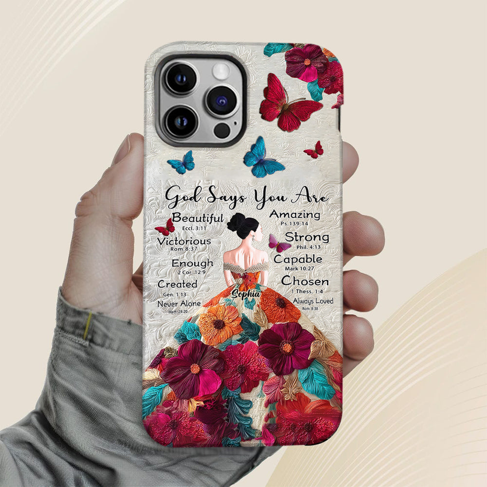 God Says You Are Enough - Personalized Christian Full Print Phone Case