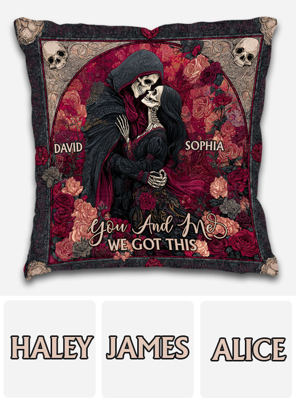 Eternal Love Skulls - Personalized Couple Throw Pillow