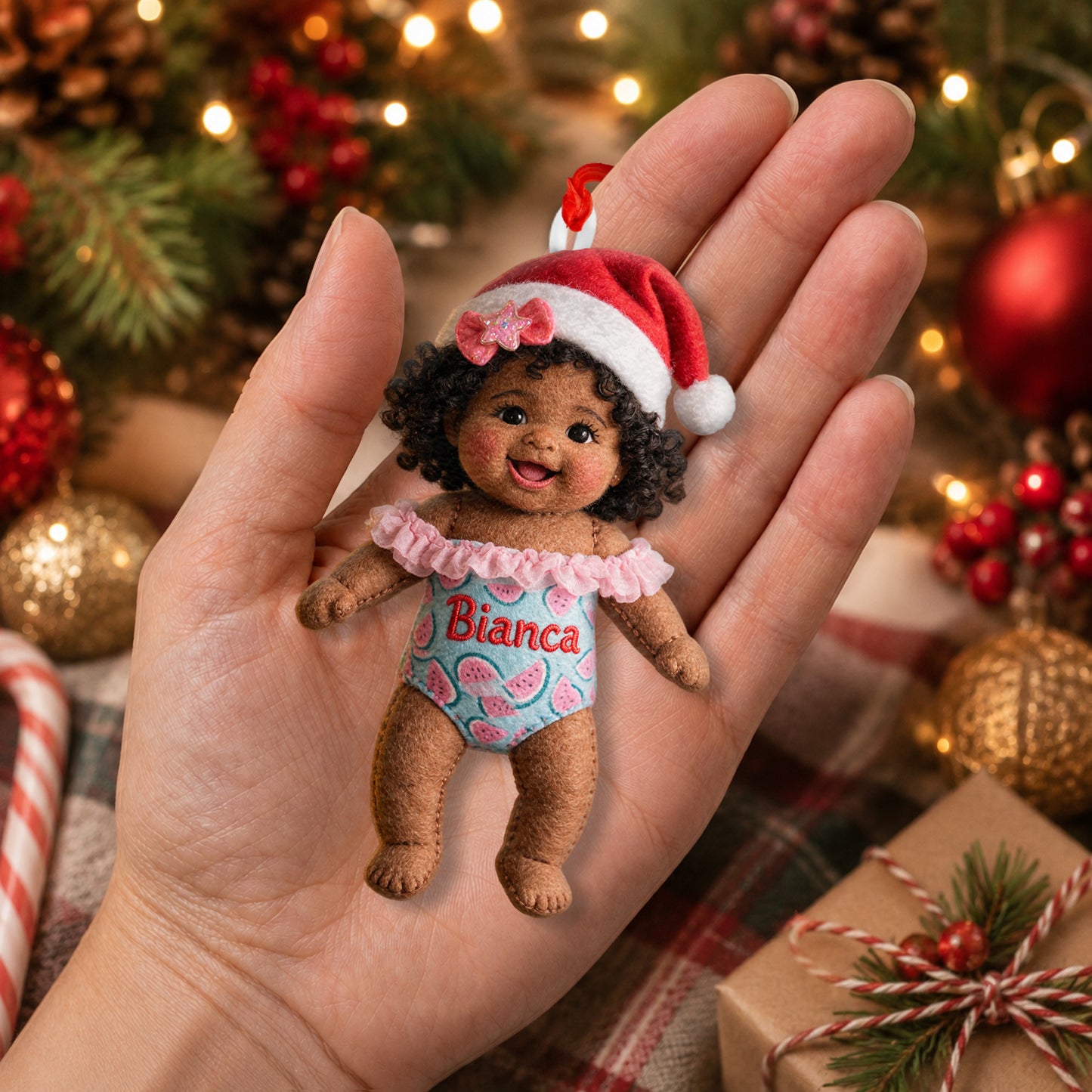 Kleines Weihnachten - Personalisierbarer Kinder-Plüschornament