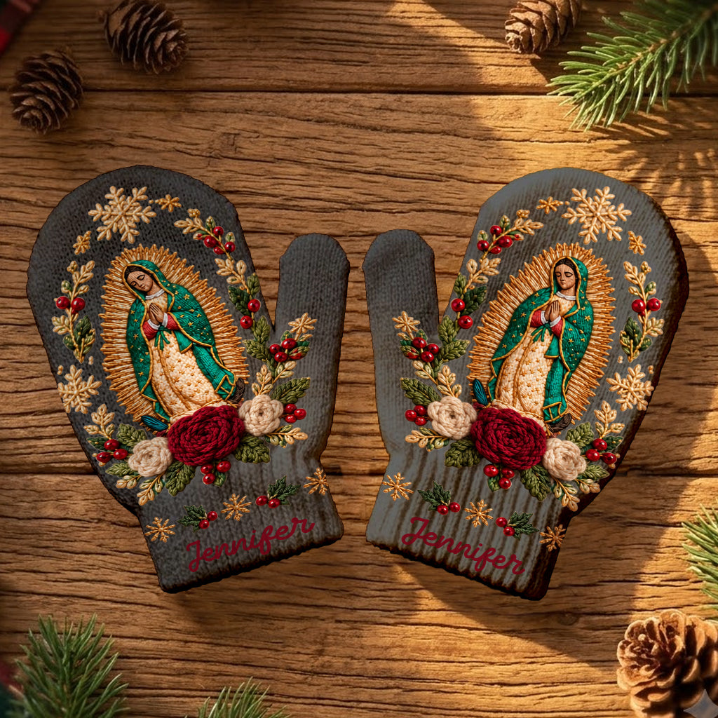 Blessed Mother - Personalized Christian Knitted Mittens