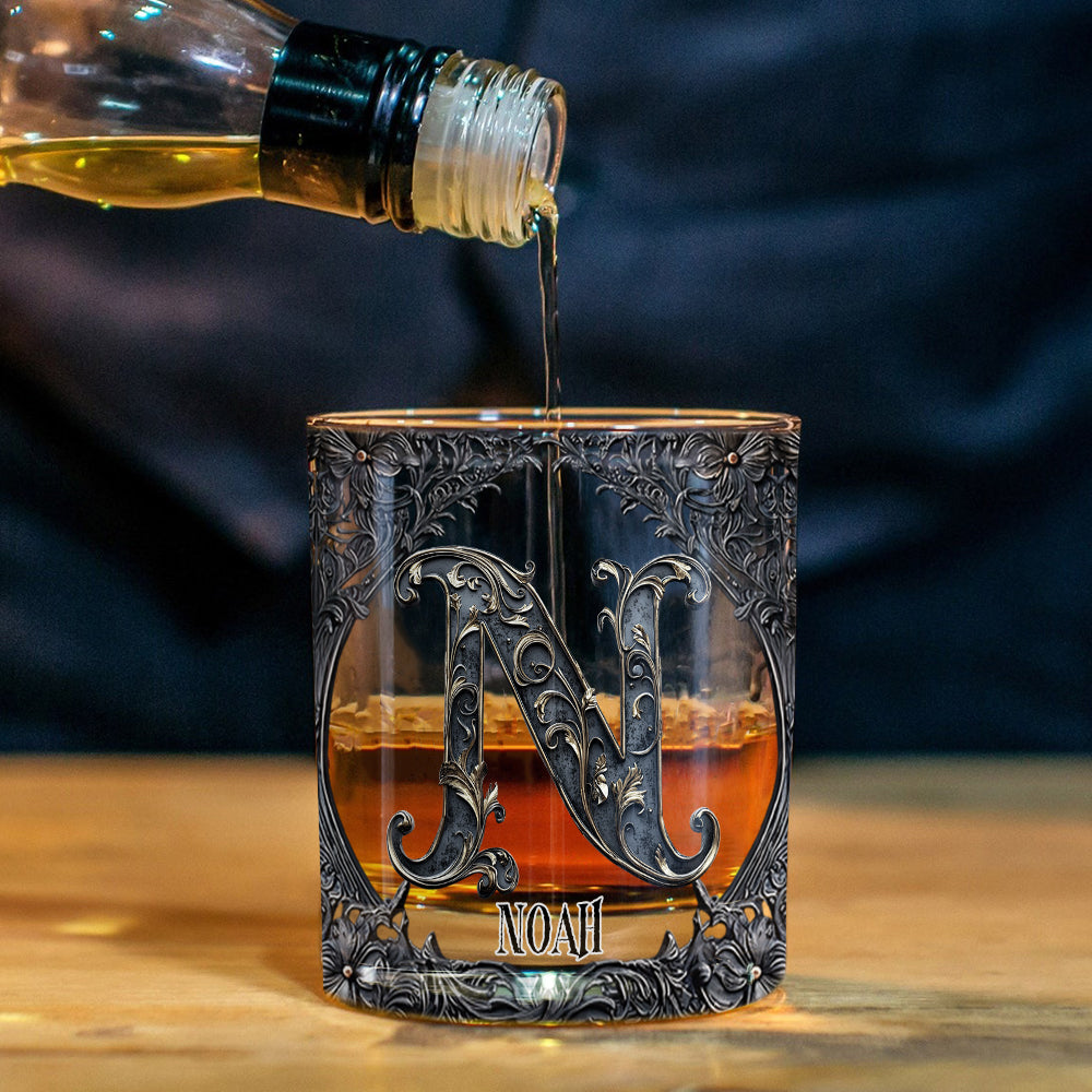 Verre à whisky personnalisé avec initiale du nom -
