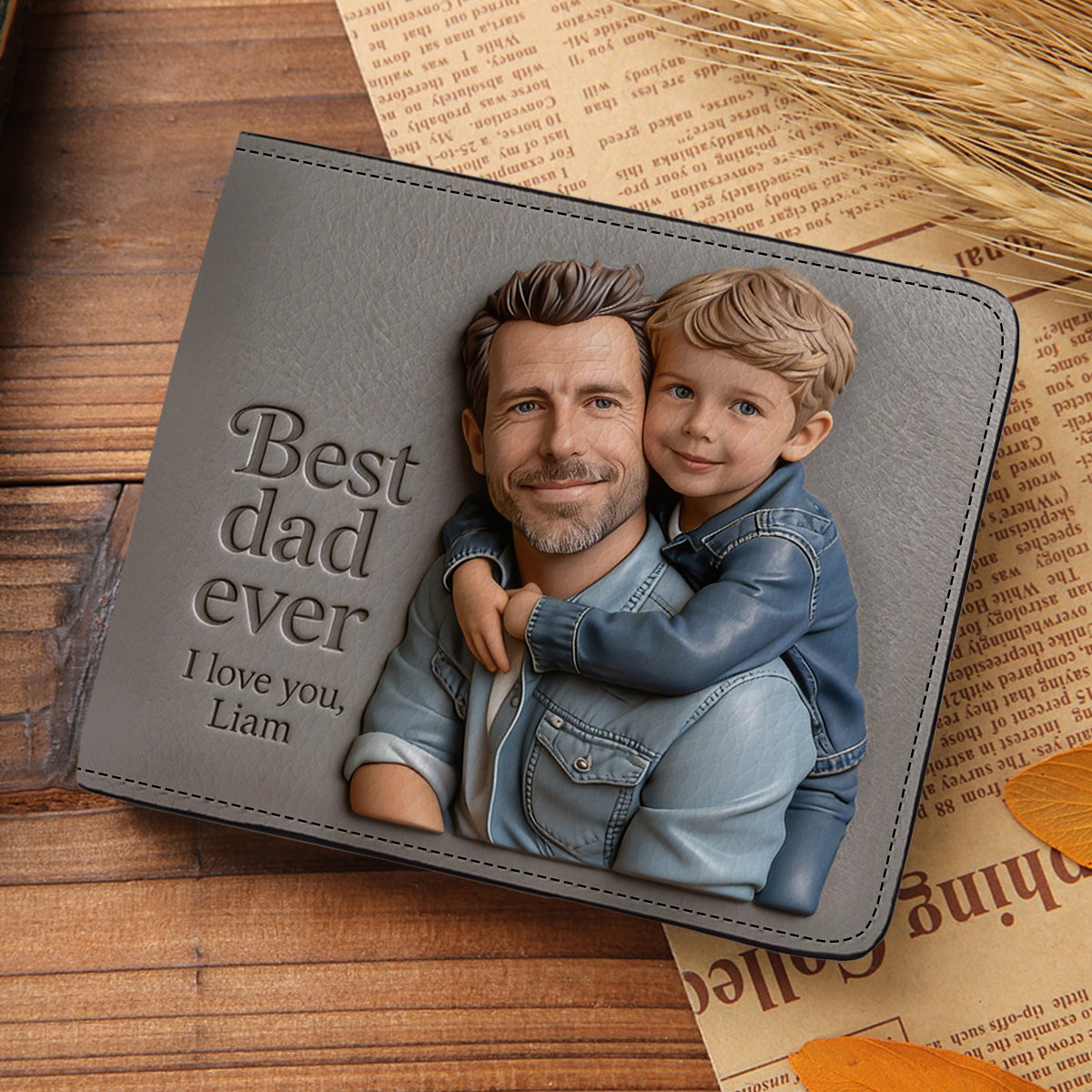 Custom Any Photo - Personalized Father Leather Wallet