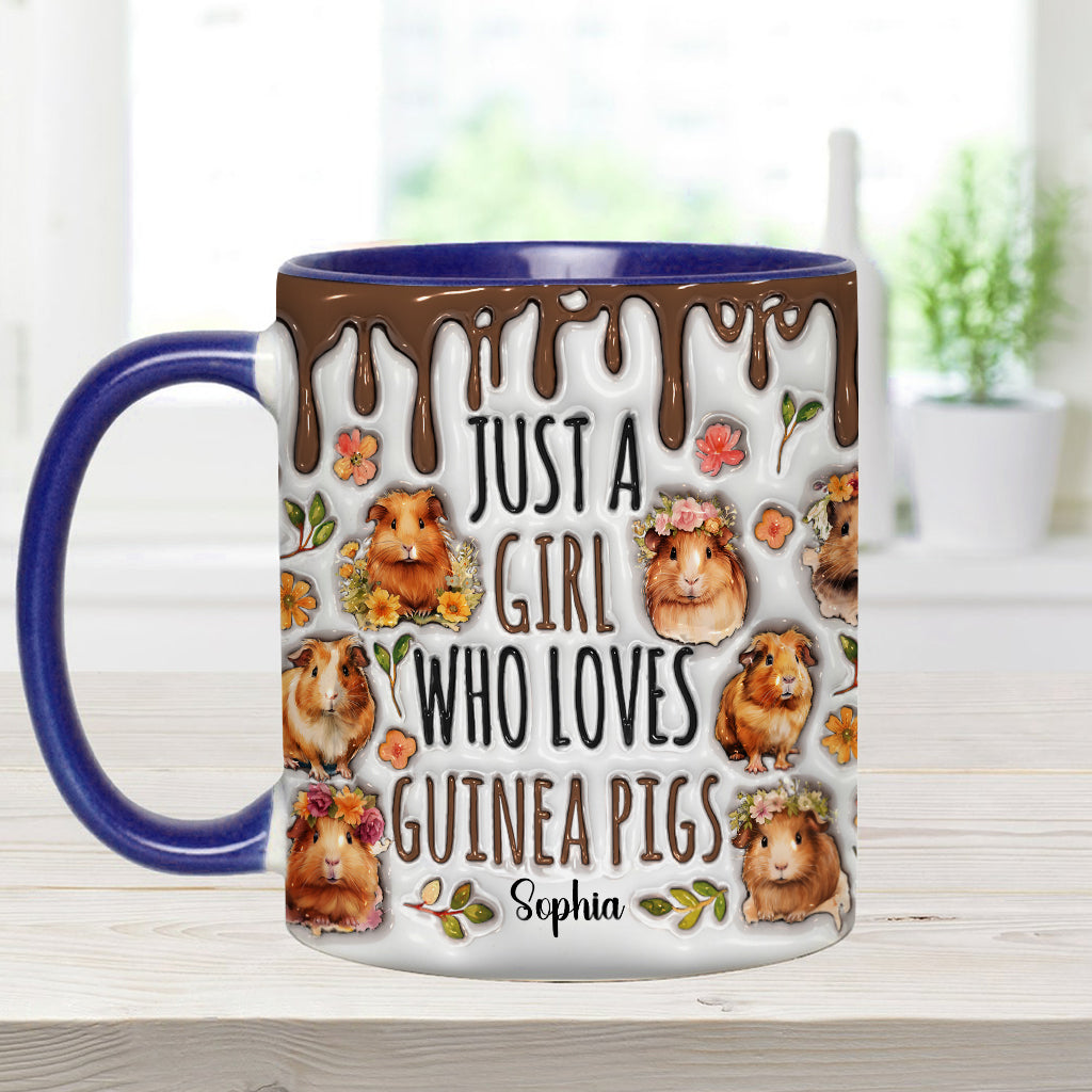 Mug personnalisé « Juste une fille qui adore les cochons d'Inde »