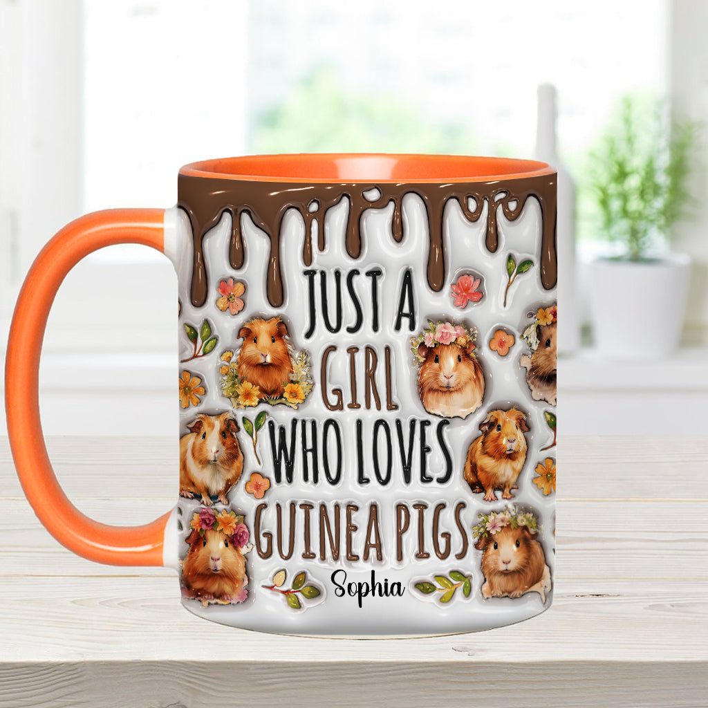 Mug personnalisé « Juste une fille qui adore les cochons d'Inde »