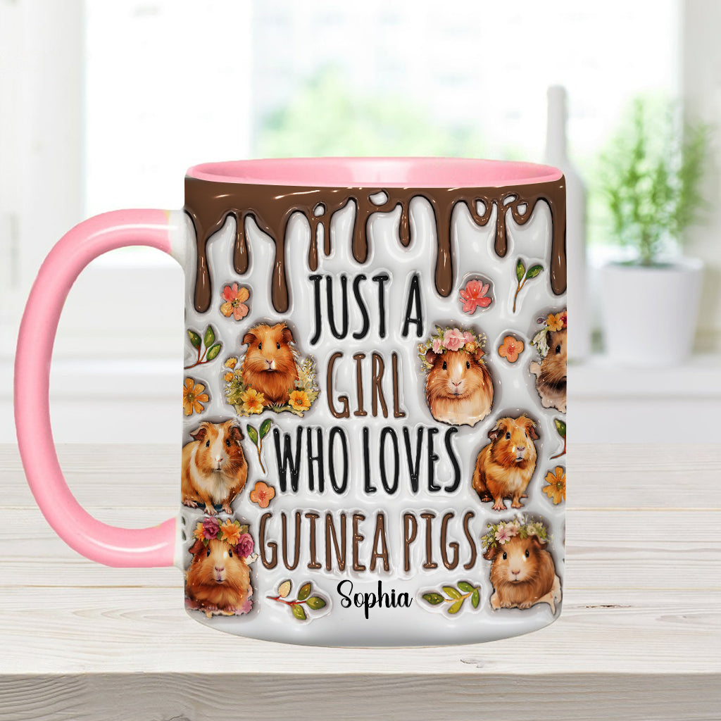 Mug personnalisé « Juste une fille qui adore les cochons d'Inde »