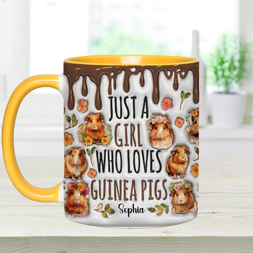 Mug personnalisé « Juste une fille qui adore les cochons d'Inde »