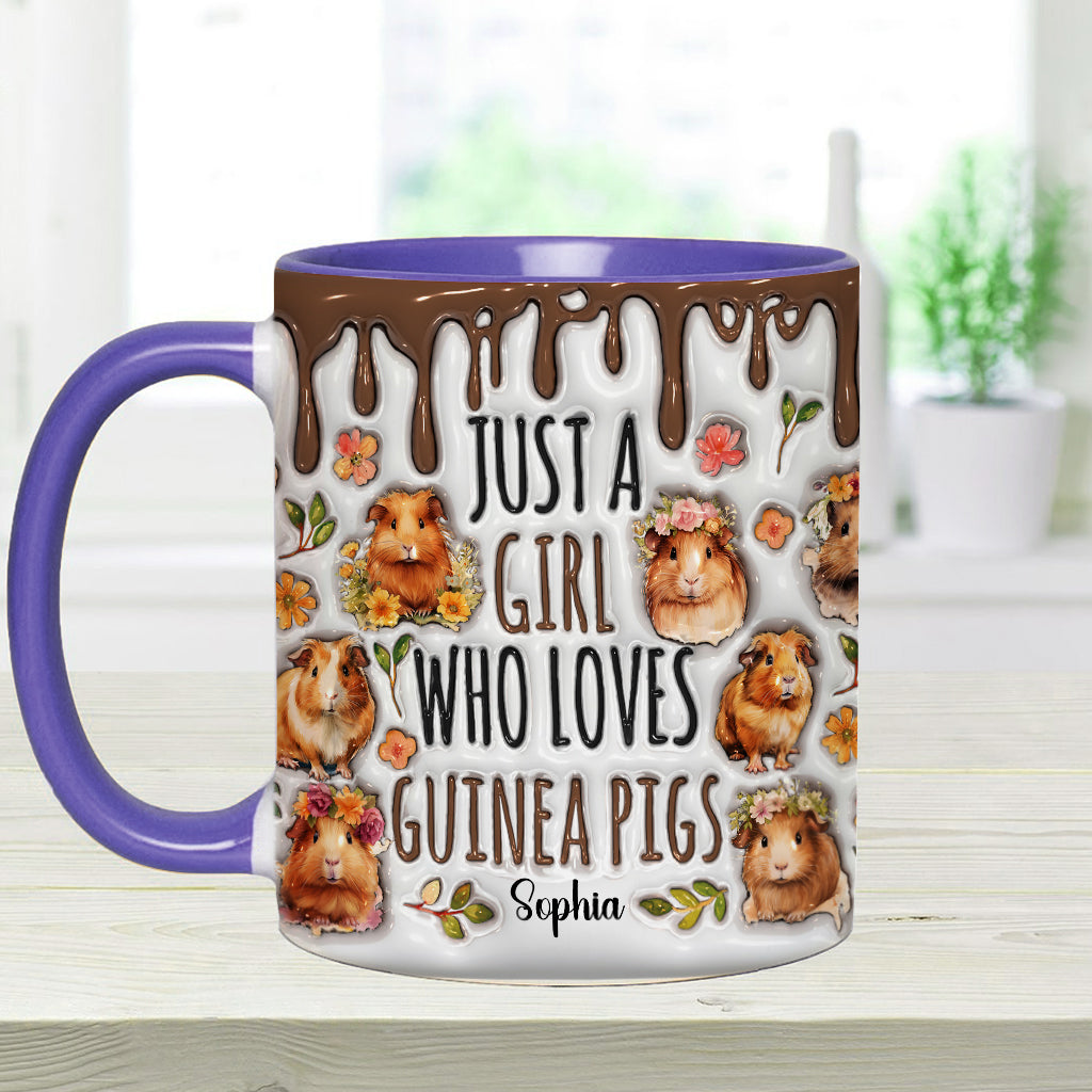 Mug personnalisé « Juste une fille qui adore les cochons d'Inde »