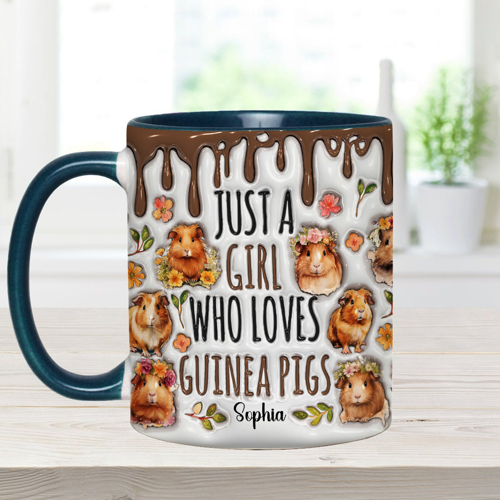 Mug personnalisé « Juste une fille qui adore les cochons d'Inde »
