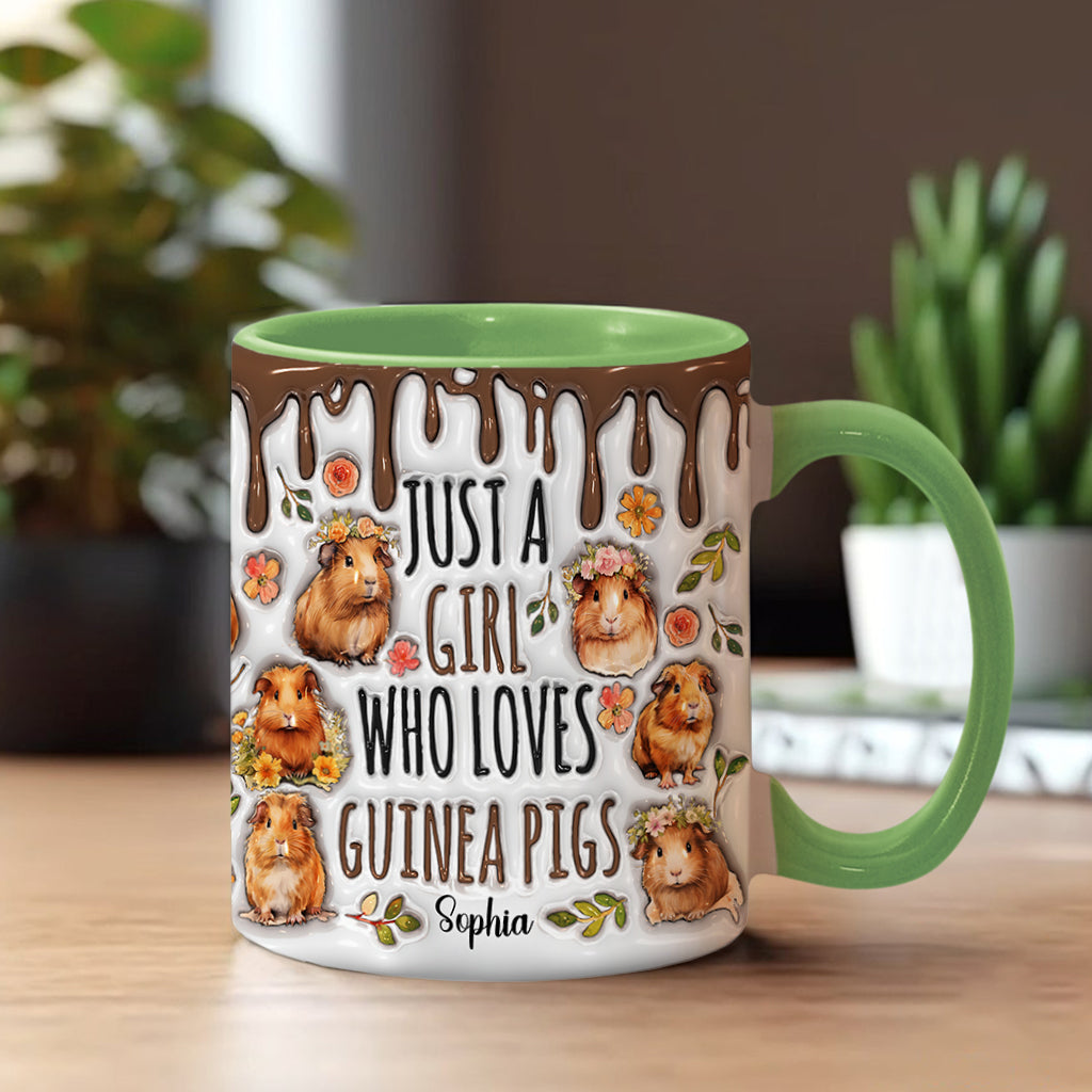 Mug personnalisé « Juste une fille qui adore les cochons d'Inde »