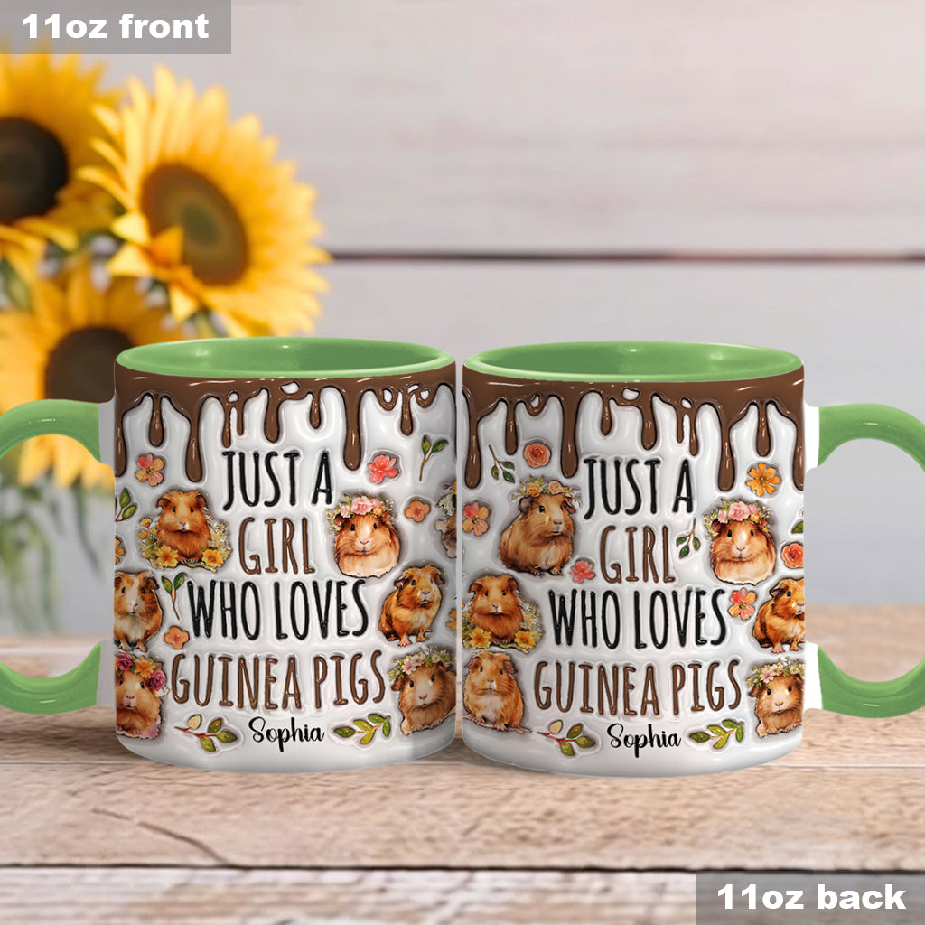 Mug personnalisé « Juste une fille qui adore les cochons d'Inde »