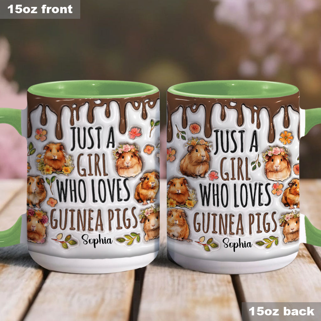Mug personnalisé « Juste une fille qui adore les cochons d'Inde »