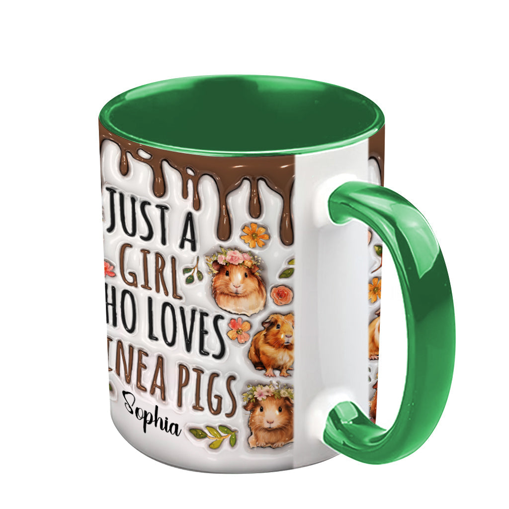 Mug personnalisé « Juste une fille qui adore les cochons d'Inde »