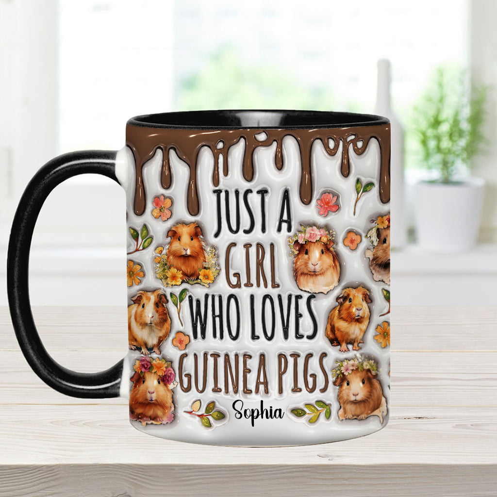 Mug personnalisé « Juste une fille qui adore les cochons d'Inde »