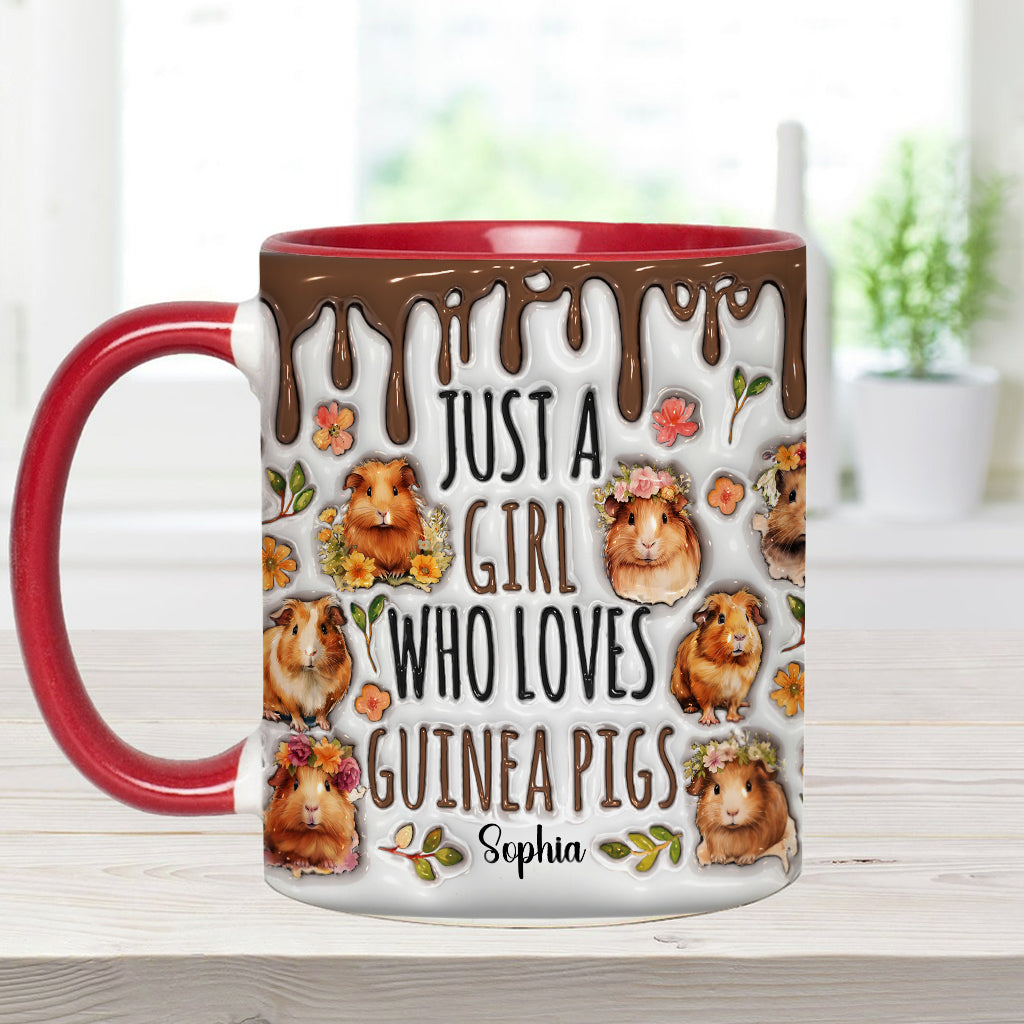 Mug personnalisé « Juste une fille qui adore les cochons d'Inde »
