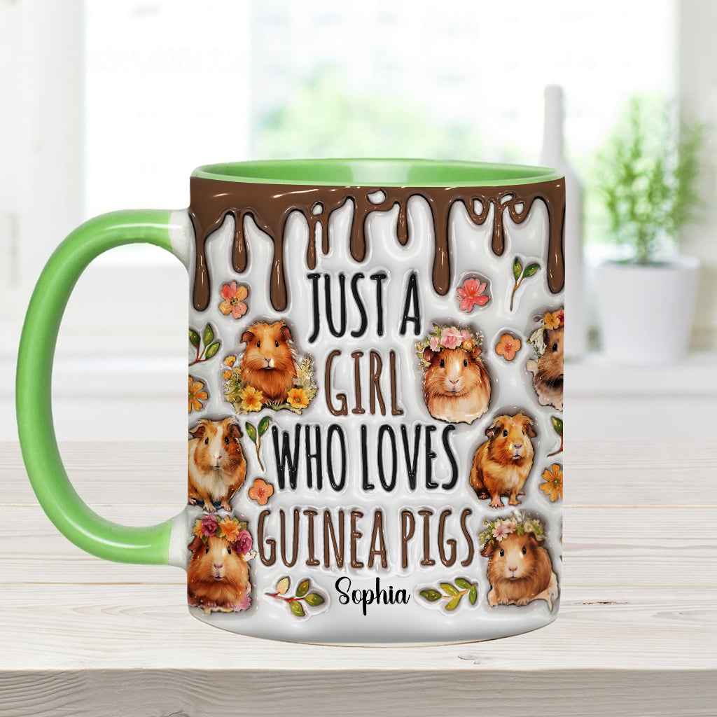 Mug personnalisé « Juste une fille qui adore les cochons d'Inde »
