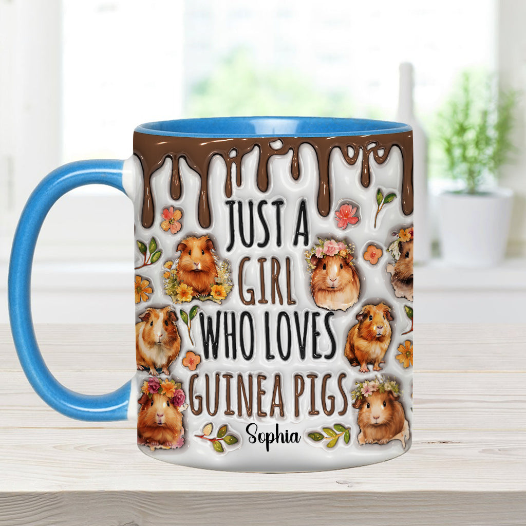 Mug personnalisé « Juste une fille qui adore les cochons d'Inde »