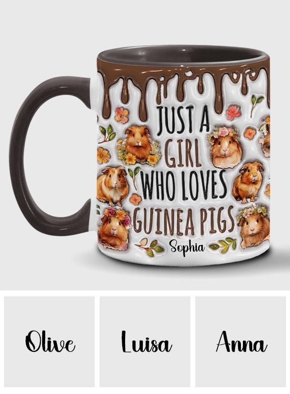 Mug personnalisé « Juste une fille qui adore les cochons d'Inde »