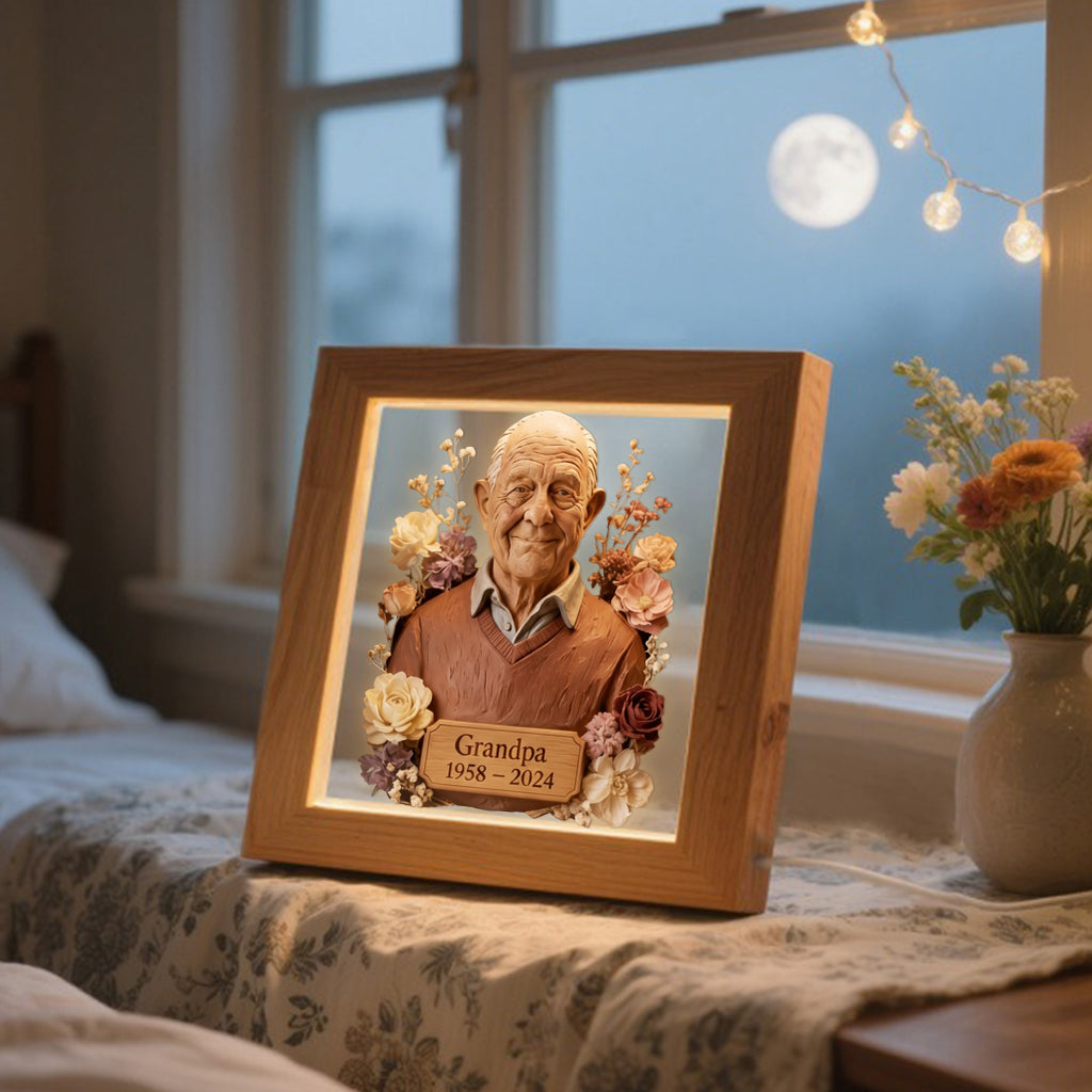 Cadre commémoratif en bois personnalisé avec éclairage LED, à partir de n'importe quelle photo