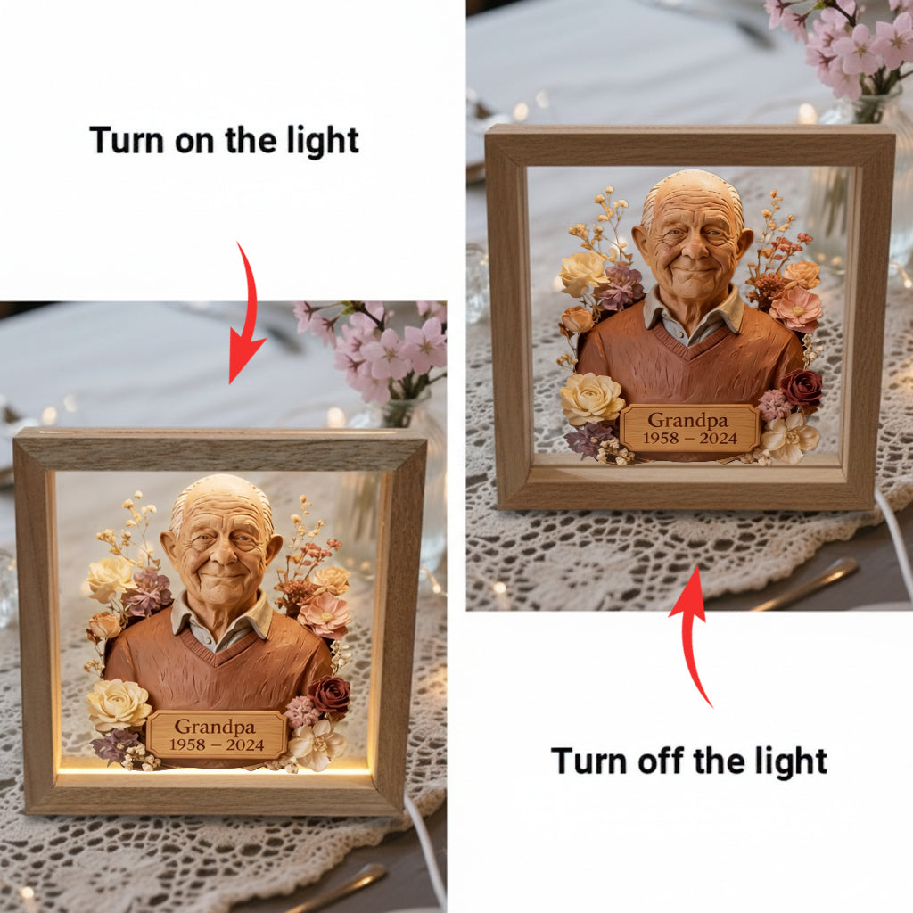 Cadre commémoratif en bois personnalisé avec éclairage LED, à partir de n'importe quelle photo