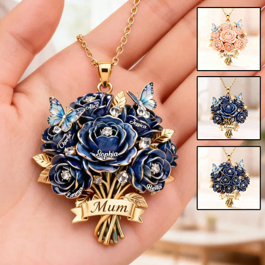 Je t'aime maman - Collier pendentif personnalisé en métal en forme de mère