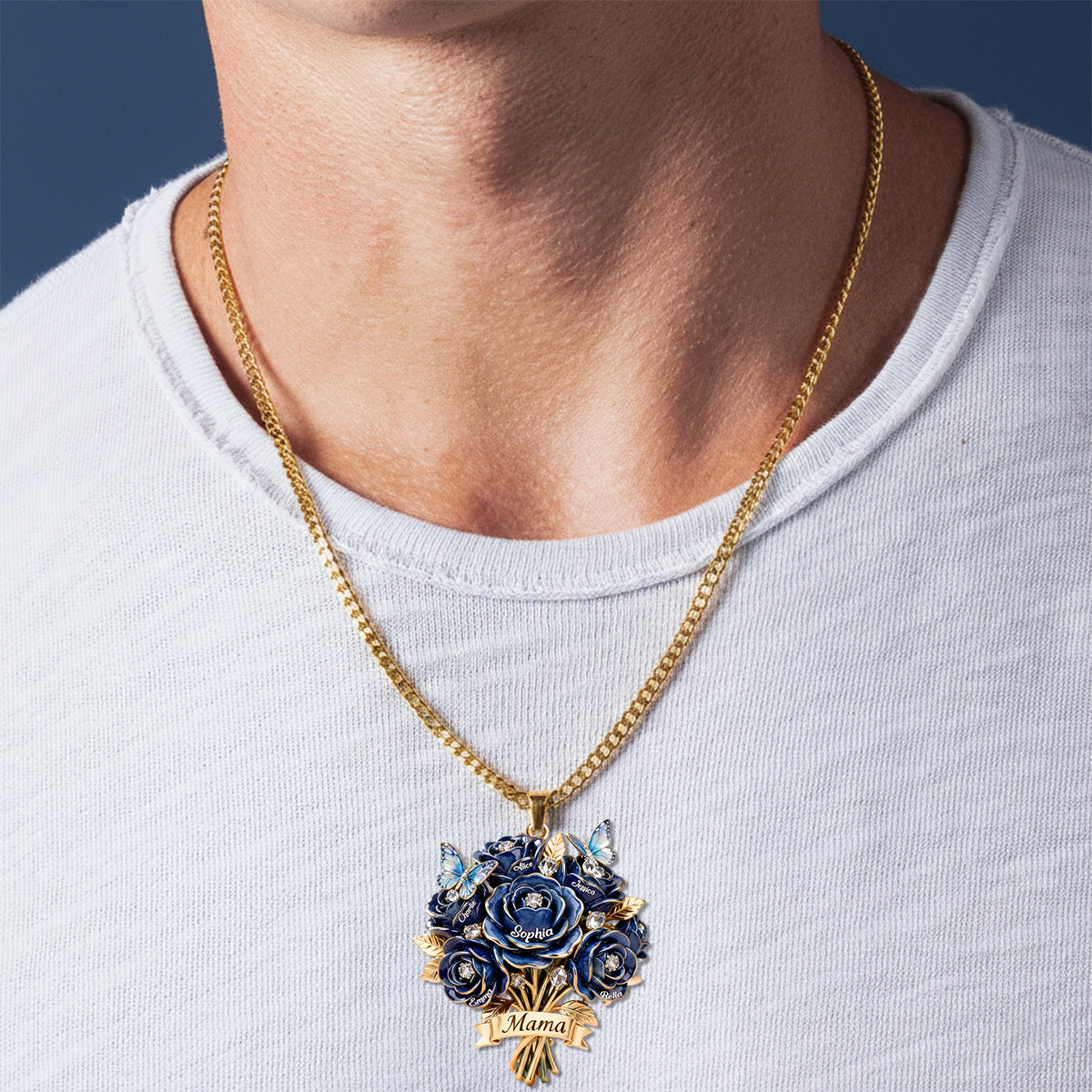 I Love You Mom - Personalized Mother Shaped Metal Pendant Necklace