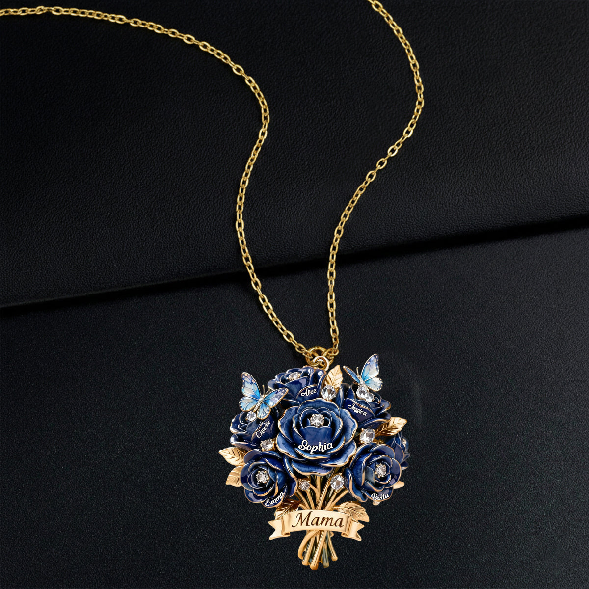 I Love You Mom - Personalized Mother Shaped Metal Pendant Necklace