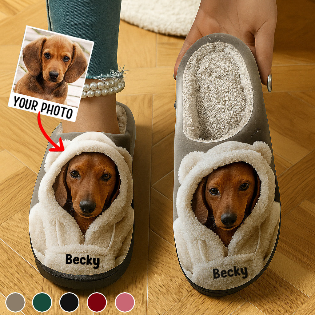 Hund im Winter-Hoodie – personalisierte Hundepantoffeln