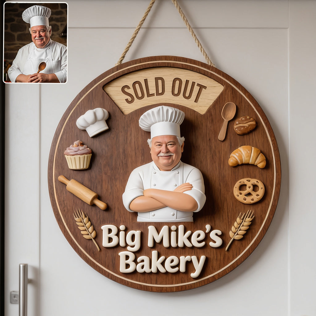 Baker's Happy Place - Personalized Baking Spinner Sign Custom Shape