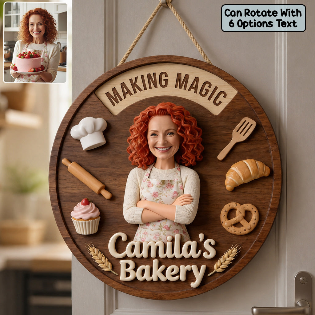 Baker's Happy Place - Personalized Baking Spinner Sign Custom Shape