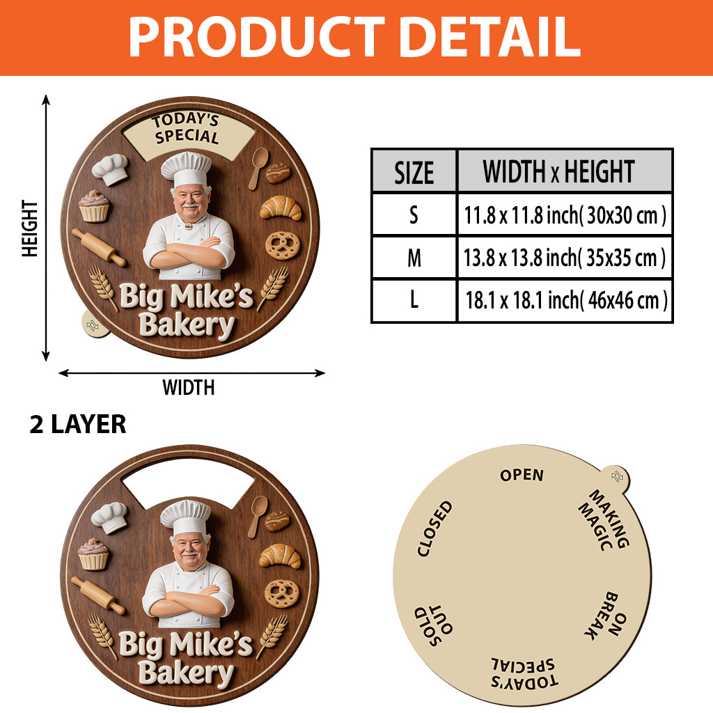 Baker's Happy Place - Personalized Baking Spinner Sign Custom Shape