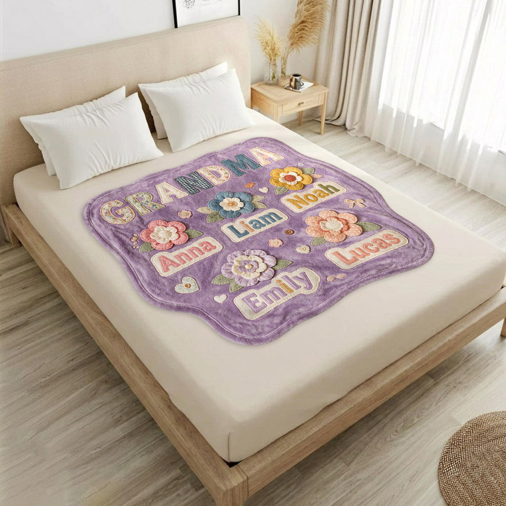 Grandma Mother Garden - Personalized Grandma Shaped Fleece Blanket