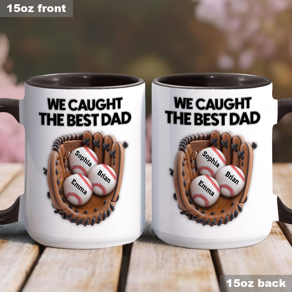 Wir haben den besten Papa erwischt – personalisierte Baseball-Tasse