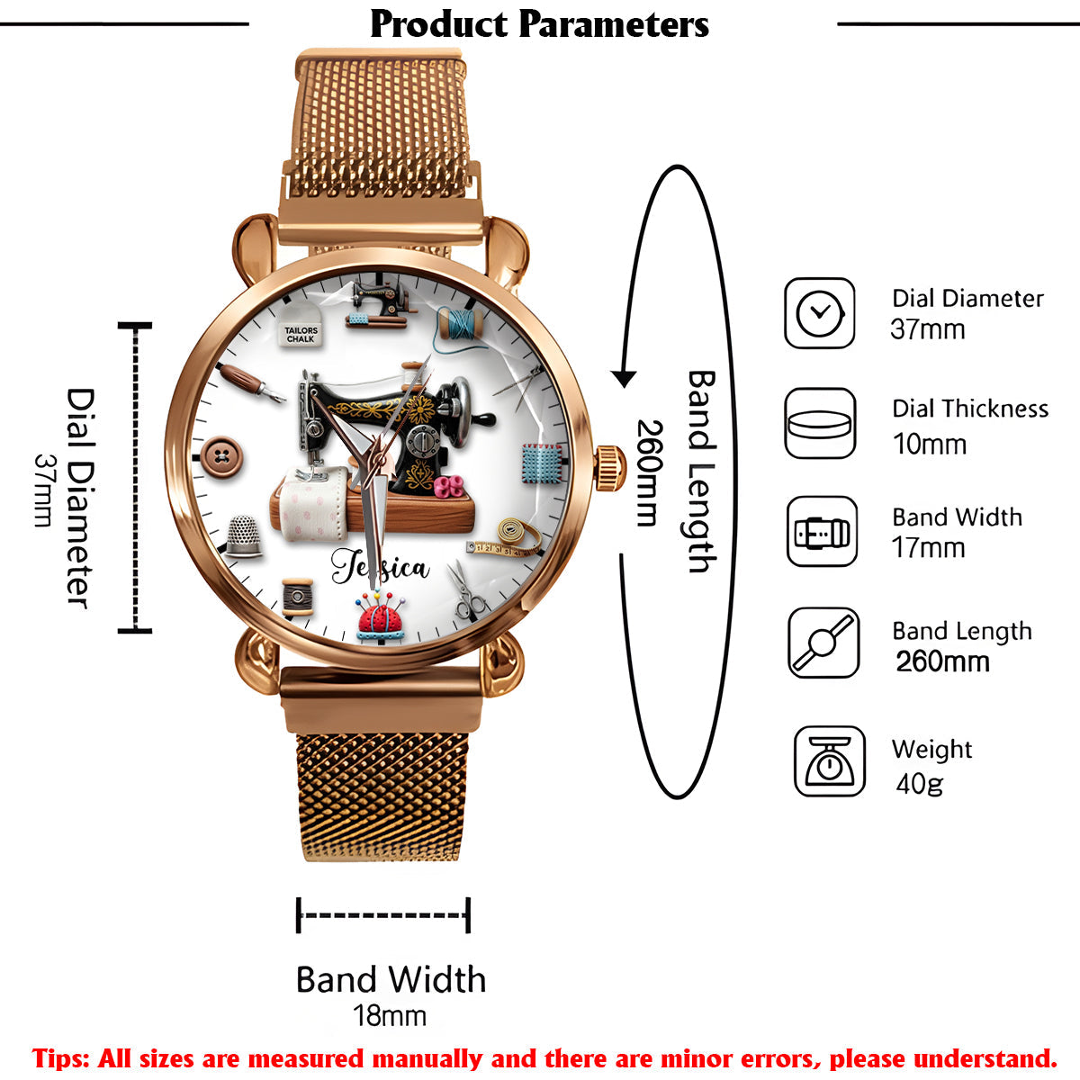 Créations artisanales - Montre-bracelet personnalisée pour femme