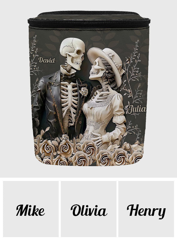 Romantic Skeleton Couple - Personalized Couple Portable Car Trash Can/ Organizer