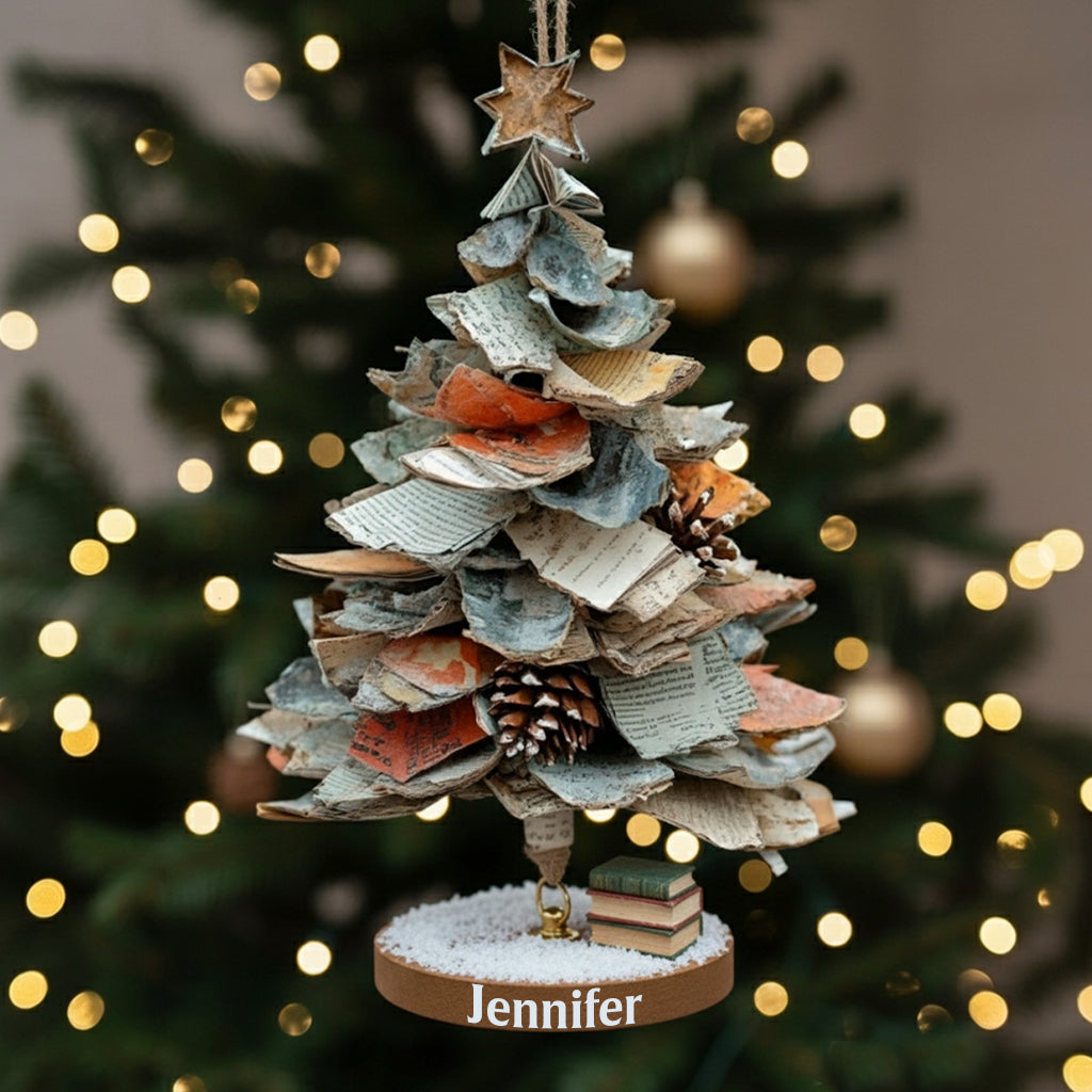 Joyeux Noël aux amoureux des livres ! Ornement de livre personnalisé