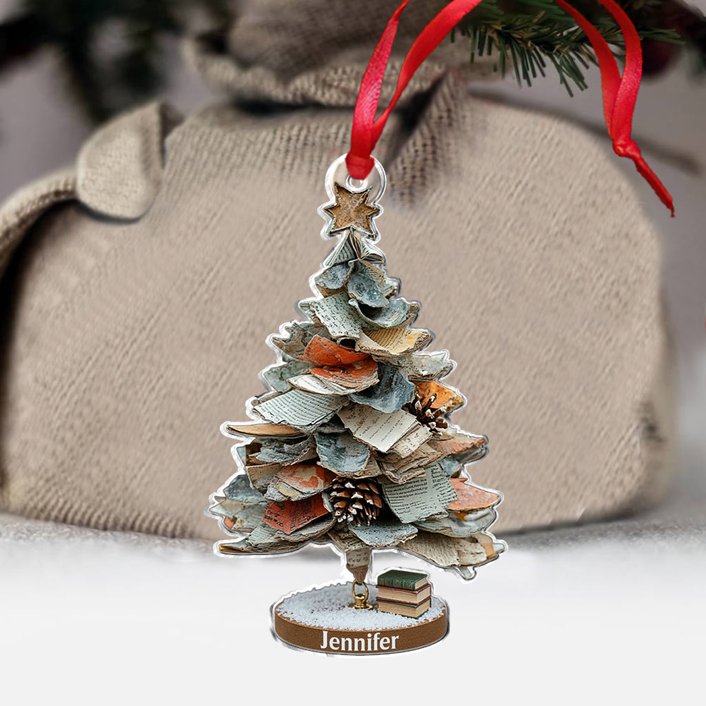 Joyeux Noël aux amoureux des livres ! Ornement de livre personnalisé