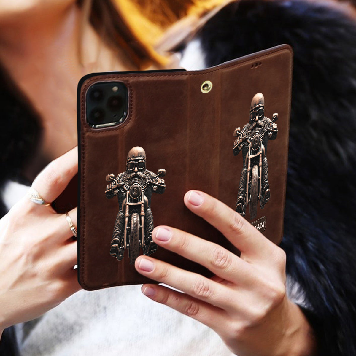Never Underestimate An Old Man With A Motorcycle - Personalized Biker Wallet Phone Case With Strap