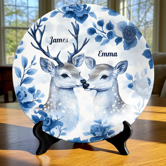 Hunting Couple - Personalized Hunting Ceramic Round Plate