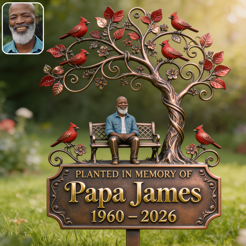 Memorial Garden Stake Cardinal Remembrance Gift - Personalized Memorial 3D Printed Cut Metal Sign