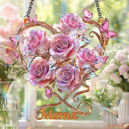 My Garden Gift For Mom, Grandma - Personalized Mother Window Hanging Suncatcher Ornament