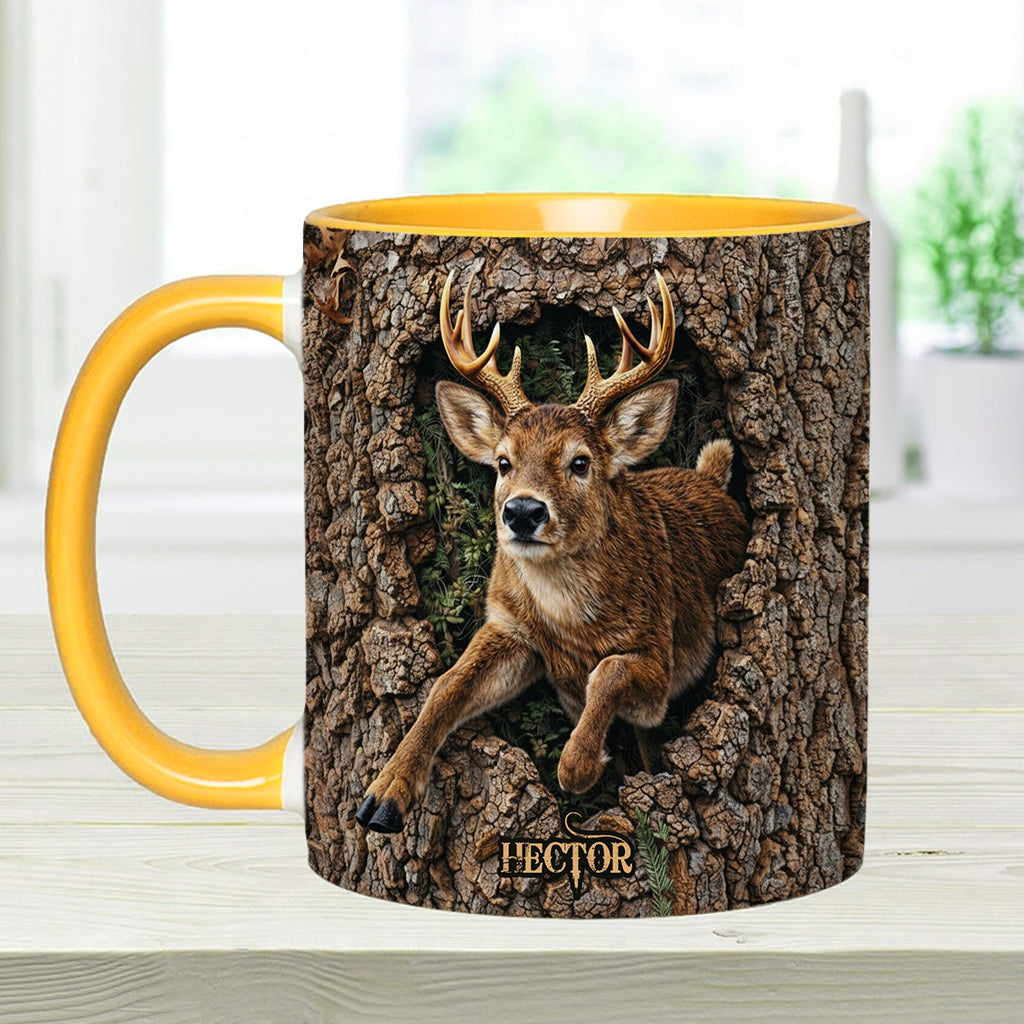 Hirschjagd, Geschenk für Jäger – Personalisierte Tasse und Untersetzer mit Jagdmotiv