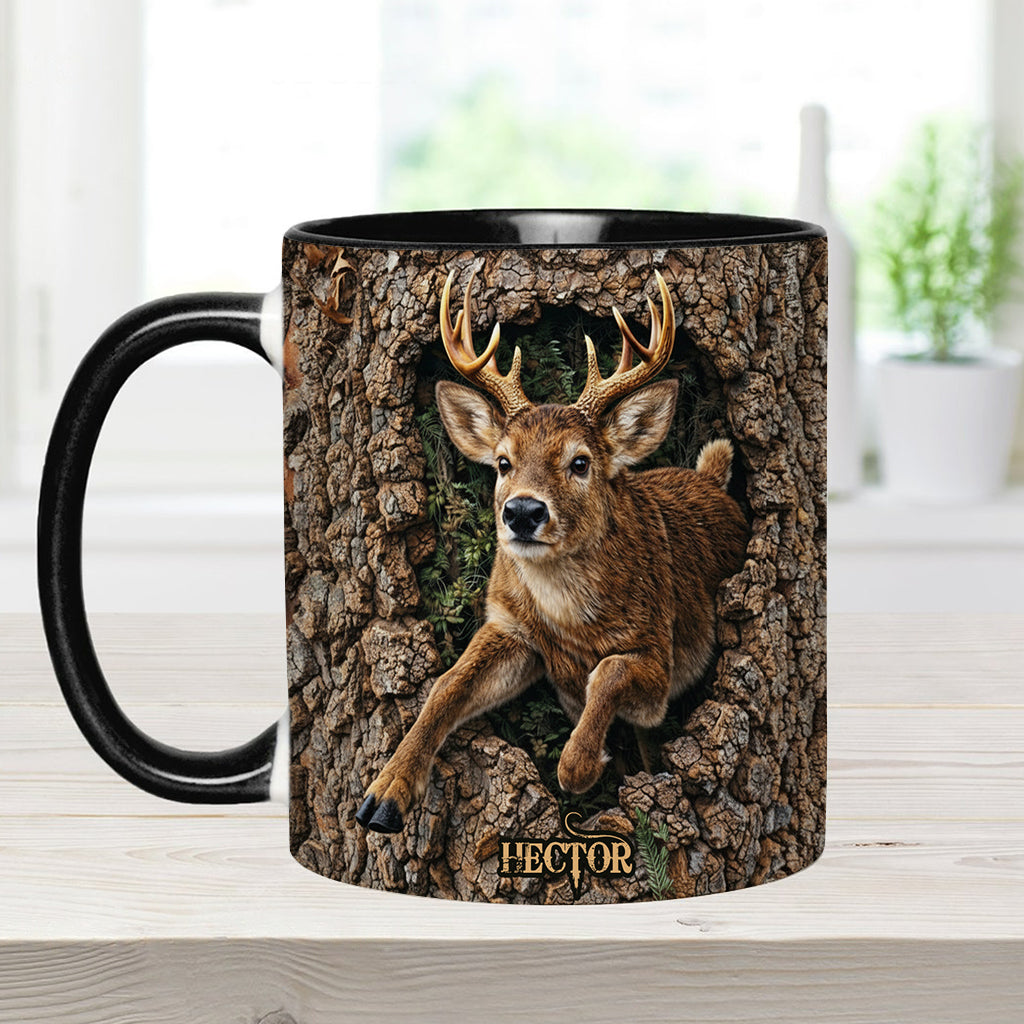 Hirschjagd, Geschenk für Jäger – Personalisierte Tasse und Untersetzer mit Jagdmotiv